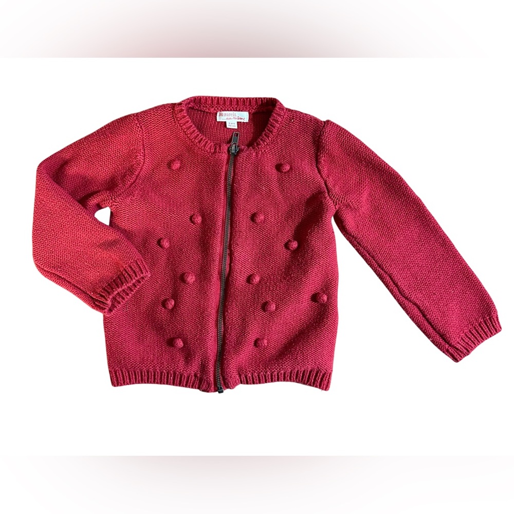 Du Pareil…au meme red zip up cotton sweater with pin detail Size 2.   Or 92cm